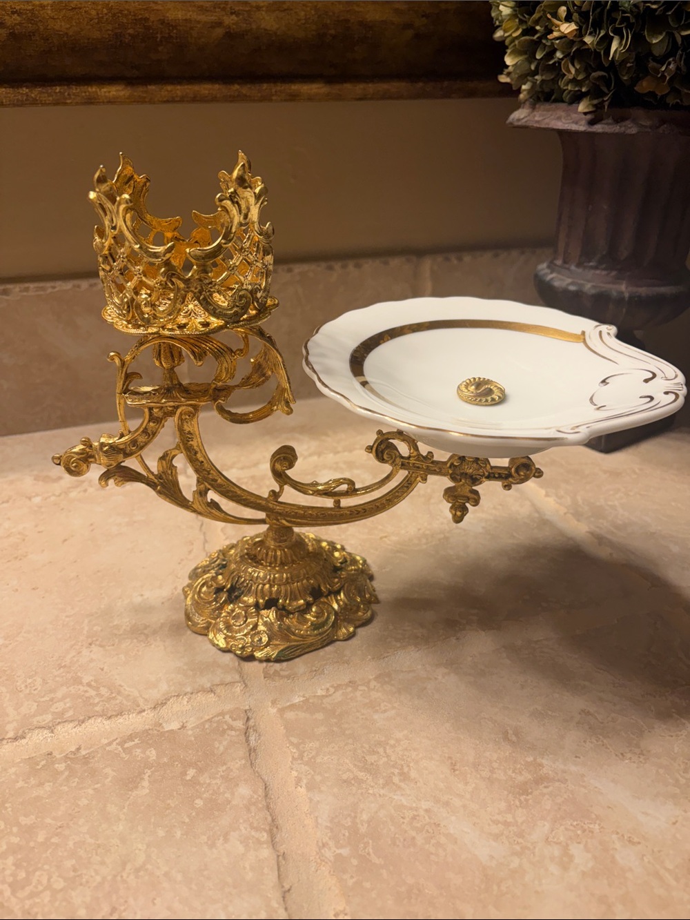 Stylebuilt Accessories New York 24k Gold-Plated Ormolu Candleholder/Trinket Dish